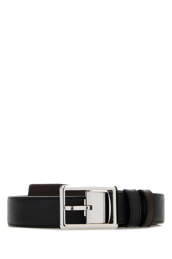 Montblanc Exterior: 100% Leather; Finishing: Silver metal belt in black