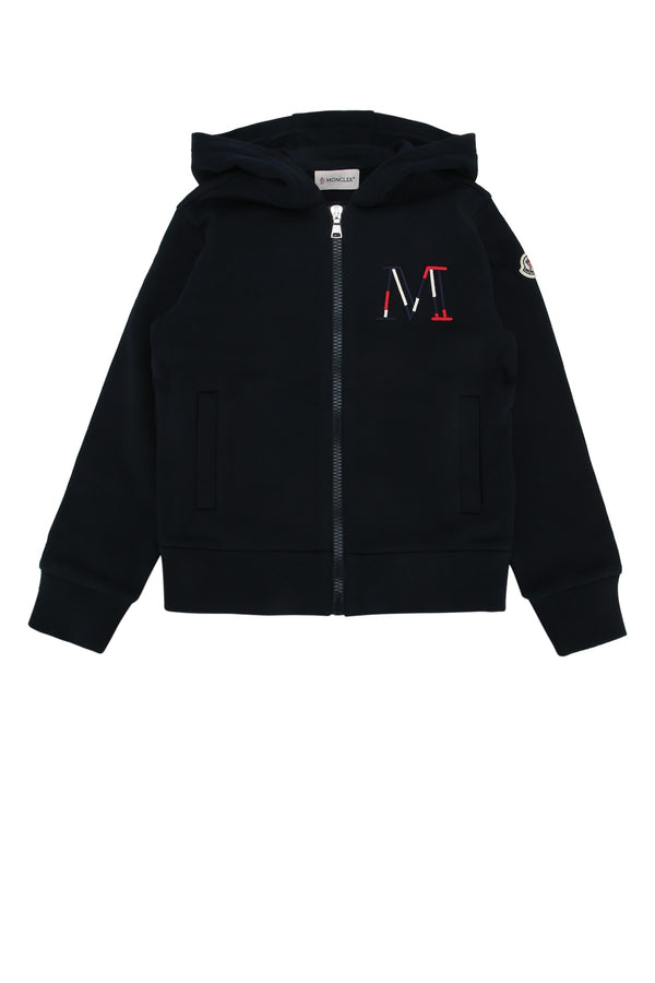 Moncler Jr Kids Cotton-blend fleece hoodie in black