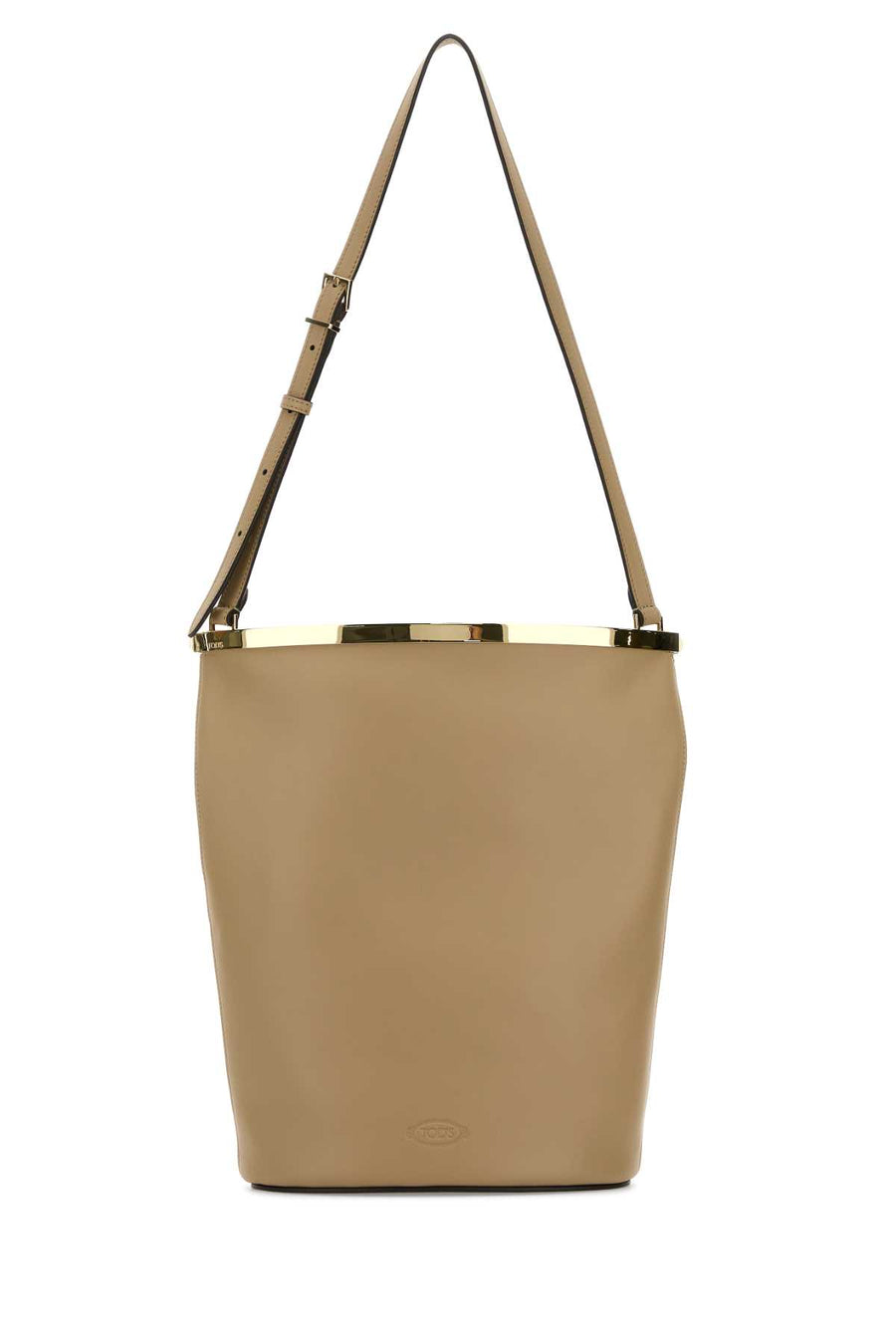 Tod's Secchiello Exterior: 100% Leather; Lining: 100% Leather; Finishing: Golden metal bucket bag in beige