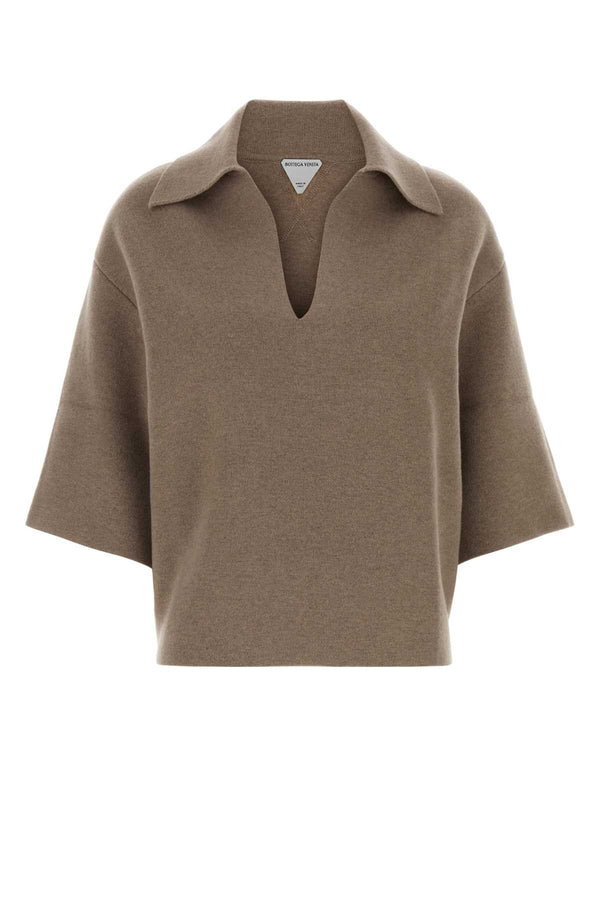Bottega Veneta Compact 84% Cashmere polo shirt in beige
