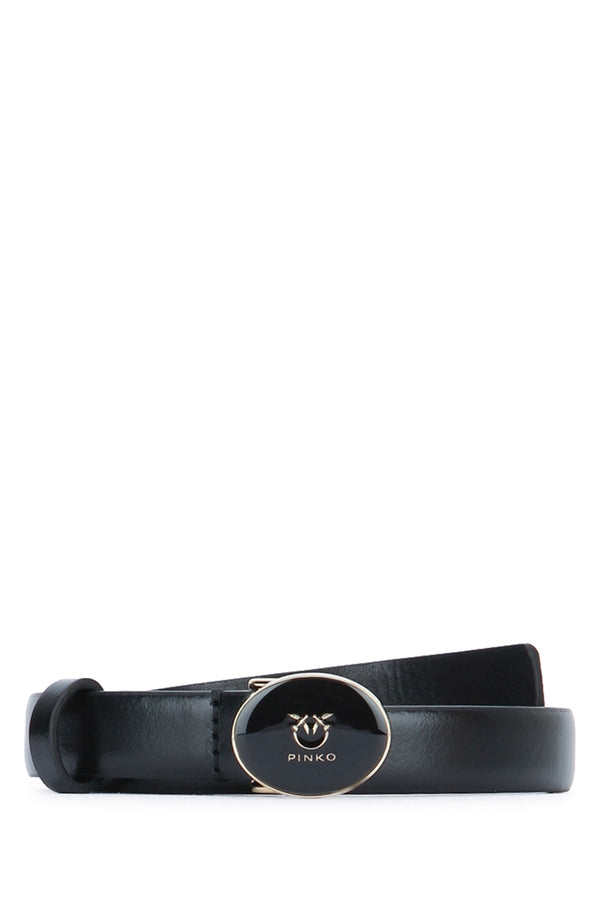Pinko Enamel Leather belt in black