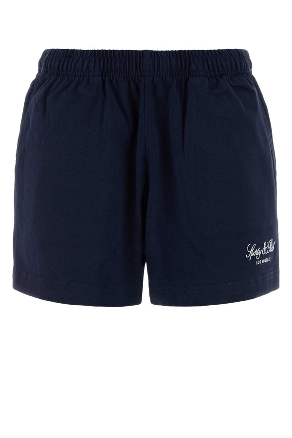 Sporty & Rich Embroidered 100% Cotton bermudas in navy