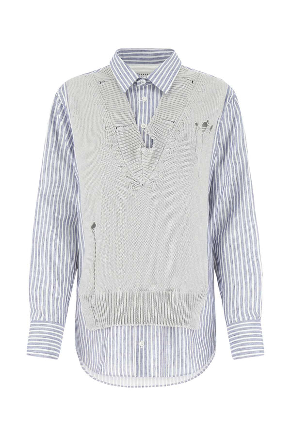 Maison Margiela Exterior: 76% Cotton 24% Linen; Body: 100% Cotton shirt in white