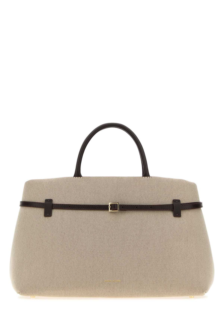 Manu Atelier Cambon Exterior: 100% Fabric; Lining: 100% Fabric; Finishing: Golden metal top handle bag in beige
