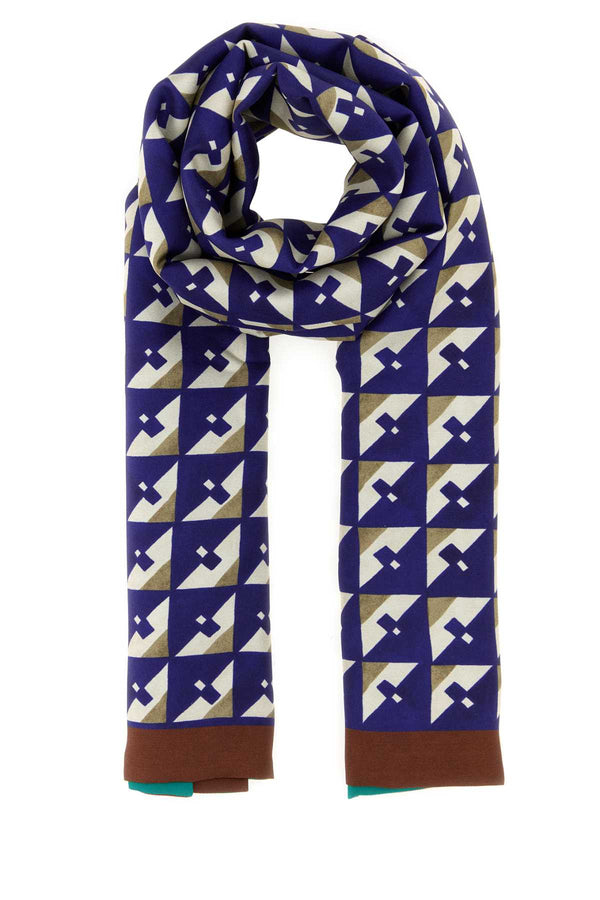 Miu Miu 100% Silk scarf in navy