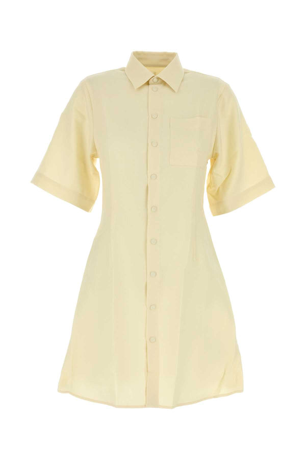AMI Paris Sleeve 100% Virgin wool shirt dress in yellow