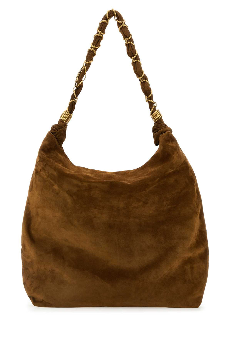 Saint Laurent Flat Exterior: 100% Suede shoulder bag in brown