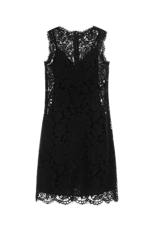 Dolce & Gabbana Corto Exterior: 39% Viscose 38% Cotton 25% Nylon; Petticoat: 91% Silk 9% Elastane dress in black