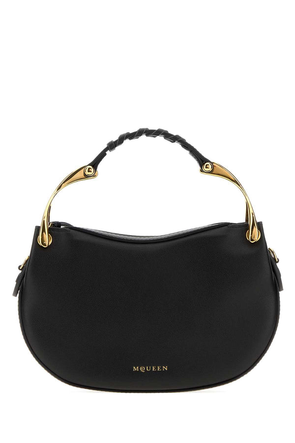 Alexander McQueen Exterior: 100% Calf shoulder bag in black