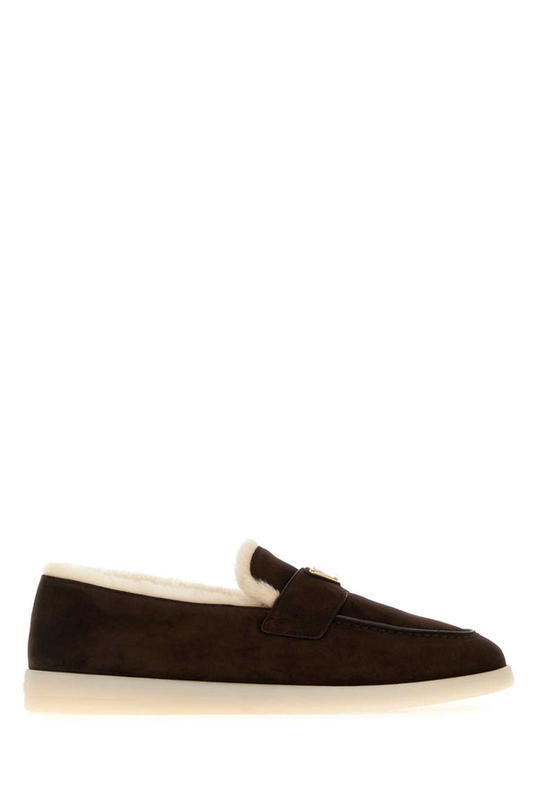 Prada Tropez 100% Vitello (calf leather) loafer in brown