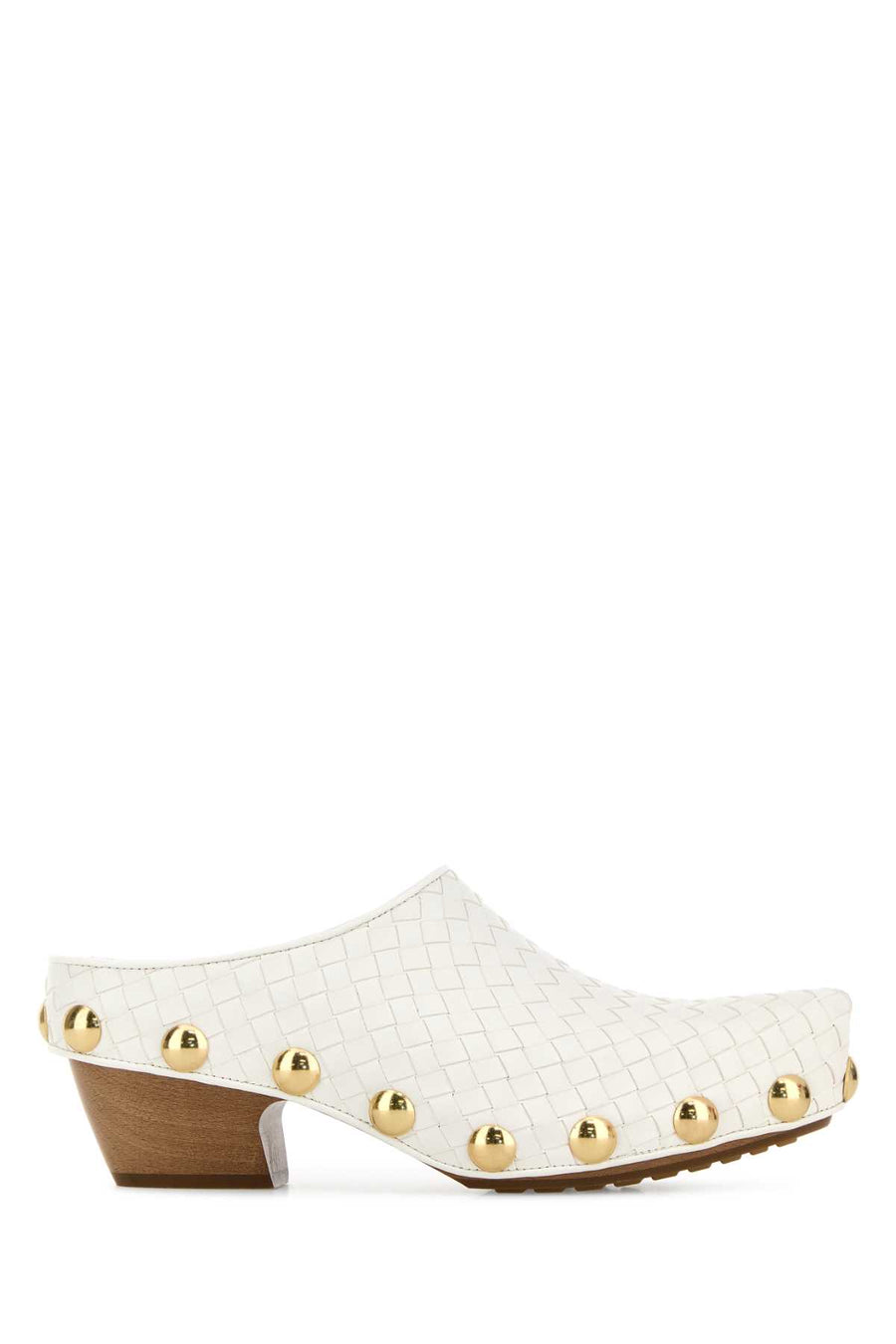 Bottega Veneta Exterior: 100% Lamb; Interior: 100% Leather; Sole: Rubber mule heel in white