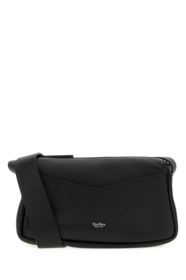 Max Mara Exterior: 100% Leather; Lining: 100% Suede; Finishing: Silver metal shoulder bag in black