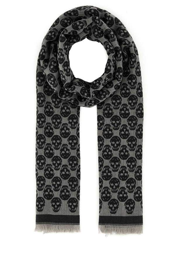 Alexander McQueen Skull Wool blend scarf in gray