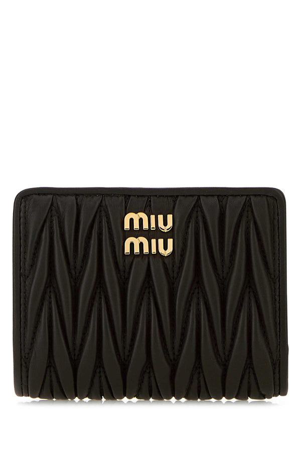 Black Leather Wallet Nero Portafogli