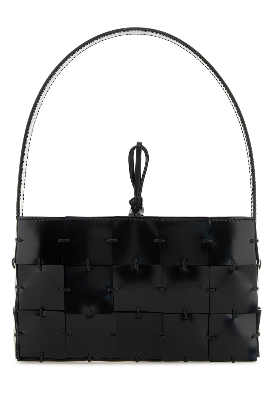 Amina Muaddi Blacksilver Leather shoulder bag in black