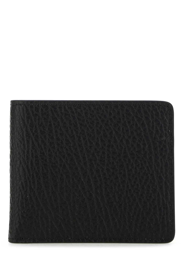 Black Leather Wallet T8013 Exterior: Bovine Portafogli