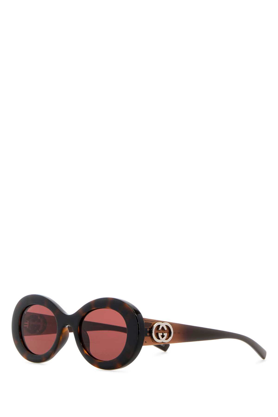 Gucci EYEWEAR Exterior: 100% Acetate; Finishing: Silver metal sunglasses in brown
