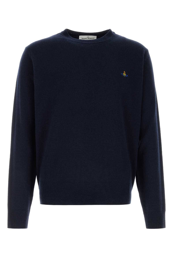 Vivienne Westwood Roundneck 90% Merino wool sweater in navy