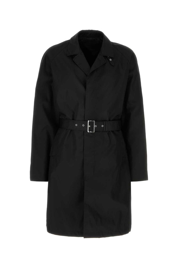 Prada 100% recycled polyamide with water-resistant resin trench coat in black