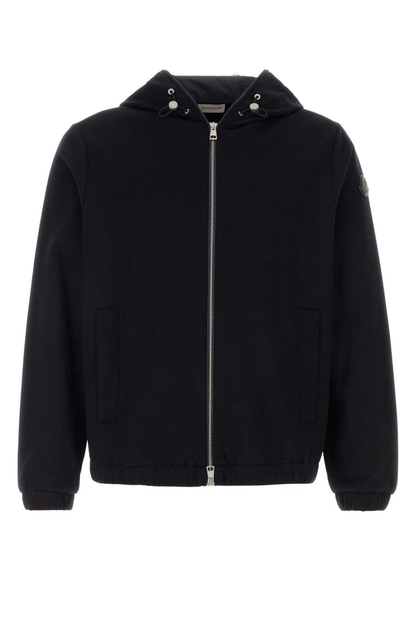 Moncler Cardigan Hood: 10% Polyamide/Nylon + 90% Cotton; Base Fabric: 10% Polyamide/Nylon + 90% Cotton; Leather Tag: 100% Real Leather jacket in navy