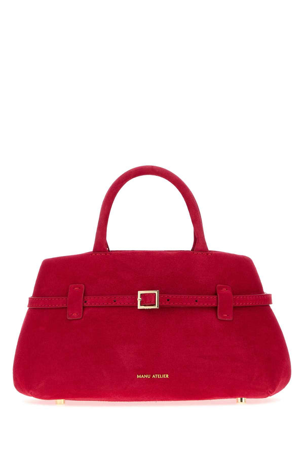Manu Atelier Cambon Exterior: 100% Suede; Lining: 100% Fabric; Finishing: Golden metal top handle bag in red