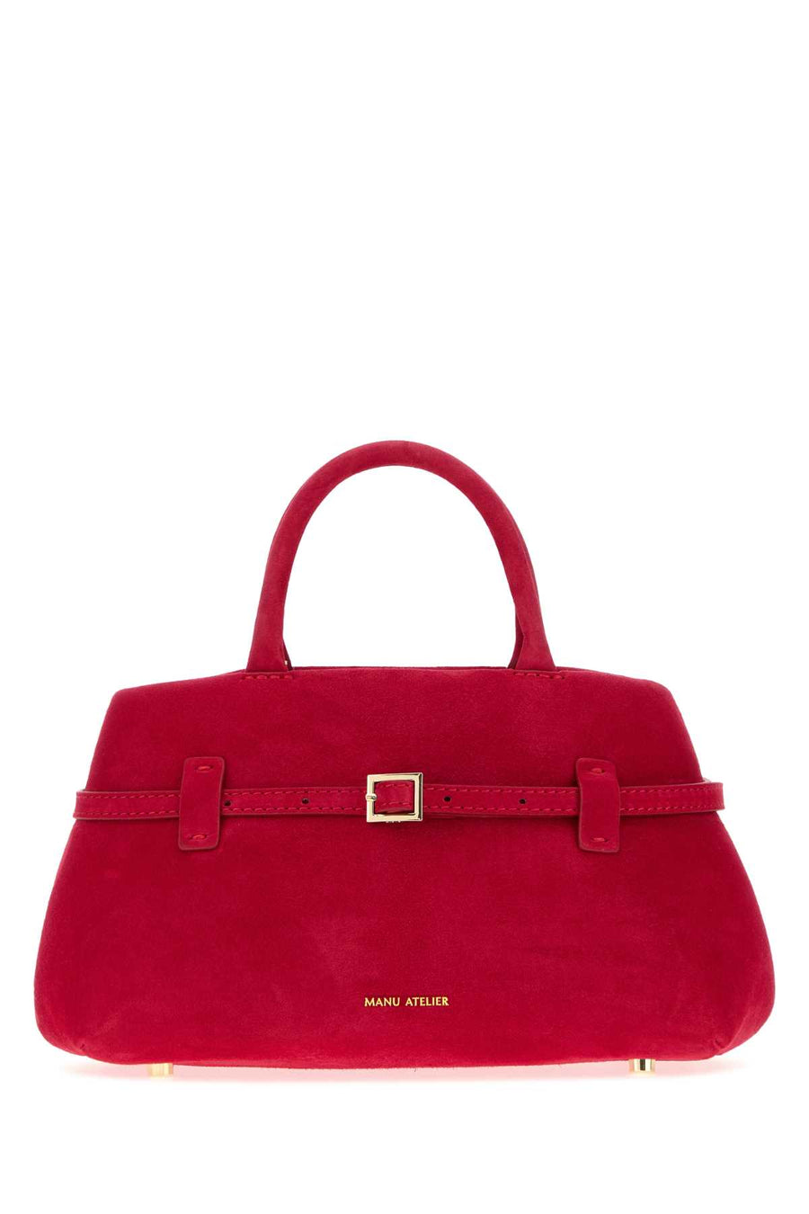 Manu Atelier Cambon Exterior: 100% Suede; Lining: 100% Fabric; Finishing: Golden metal top handle bag in red