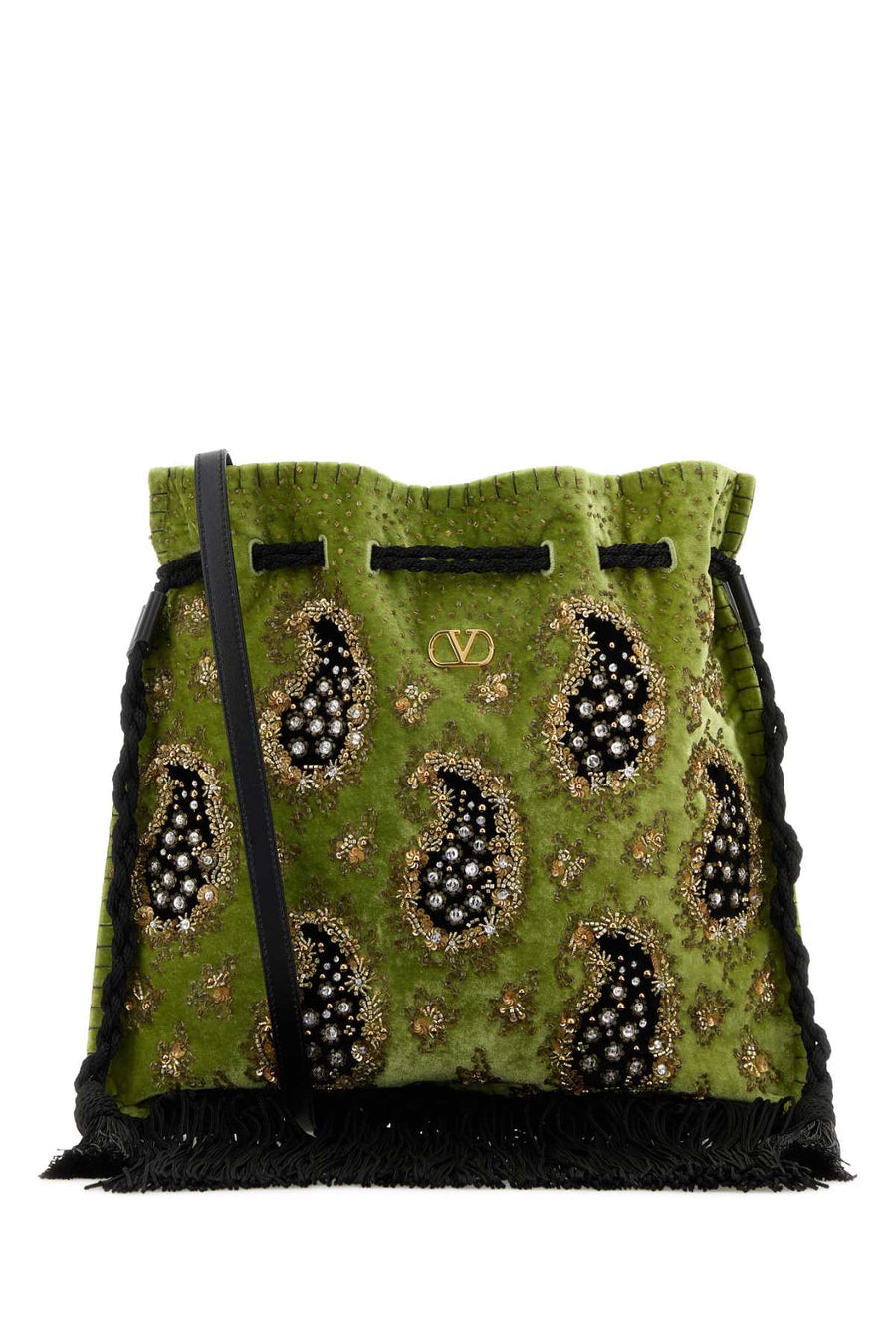 Valentino Garavani Exterior: 100% Fabric; Lining: 100% Fabric; Finishing: Golden metal bucket bag in green