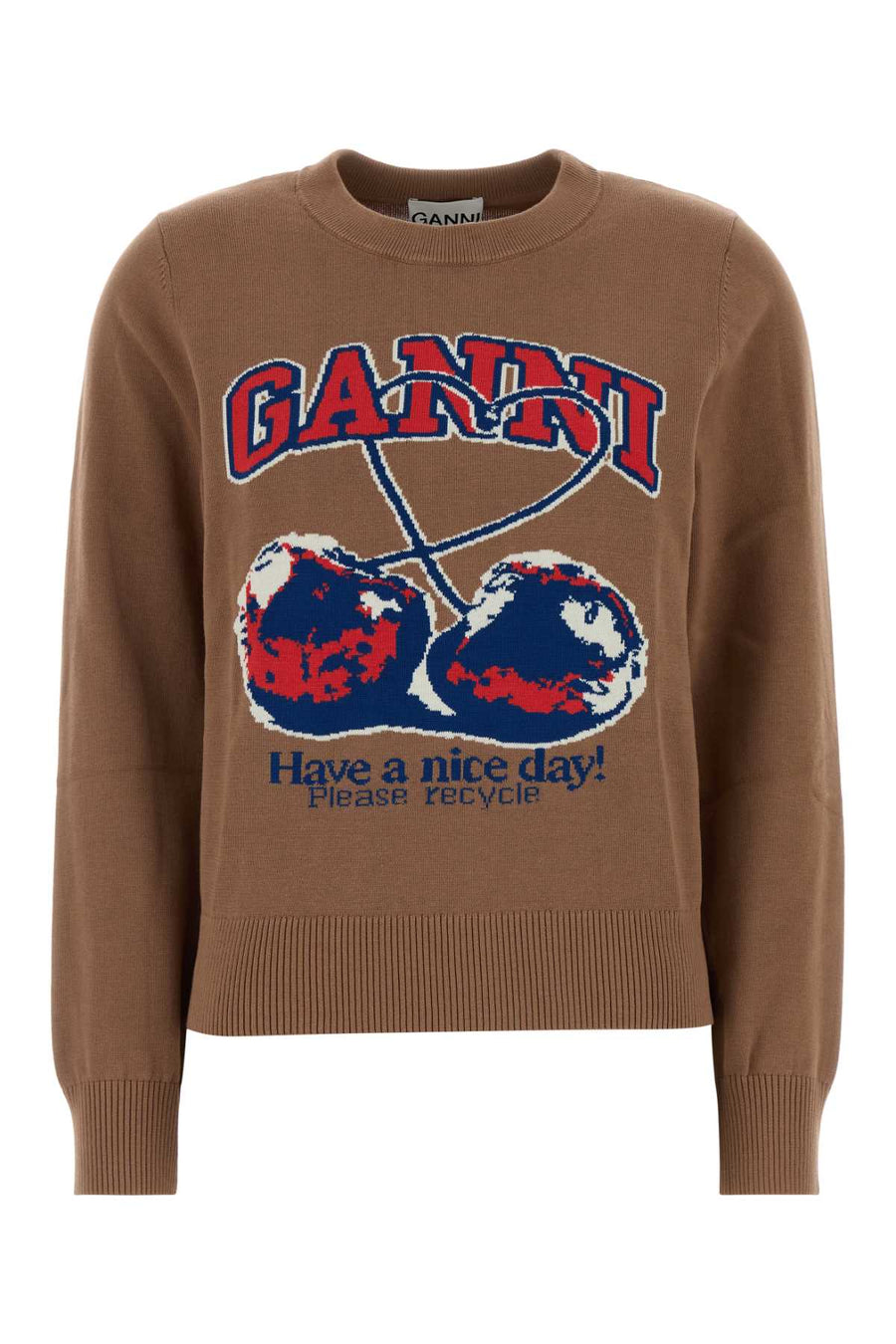 Ganni Cotton 100% Organic cotton sweater in camel