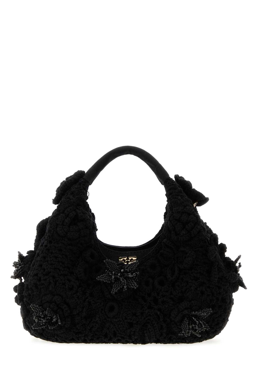 Ganni Crochet Exterior: 100% Fabric; Lining: 100% Fabric; Finishing: Golden metal hobo bag in black