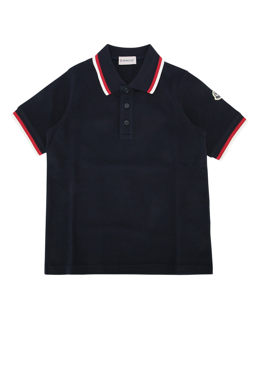 Moncler Jr Polo 100% Cotton polo in navy