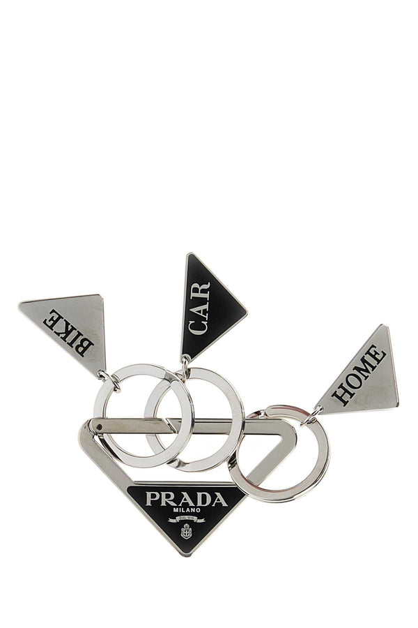 Silver Metal Keyring Nero Portachiavi