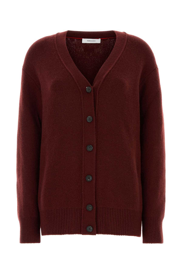 Ferragamo Scollo 90% Cashmere 9% Nylon 1% Polyurethane cardigan in burgundy