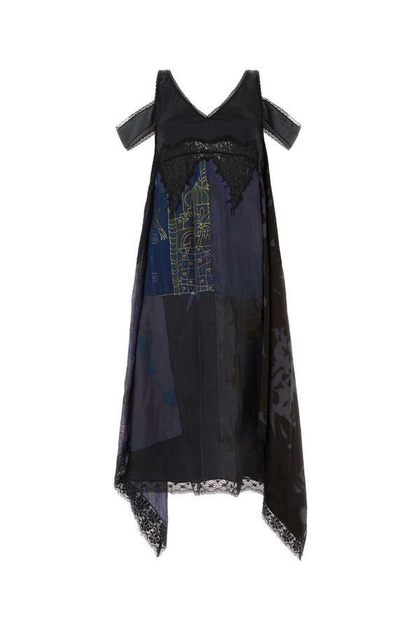 Marine Serre Exterior: 100% Silk dress in navy