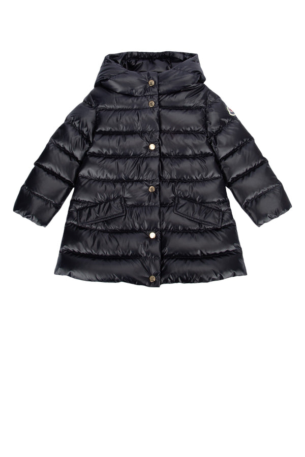 Moncler Jr Long Outer: 100% Polyester down jacket in black