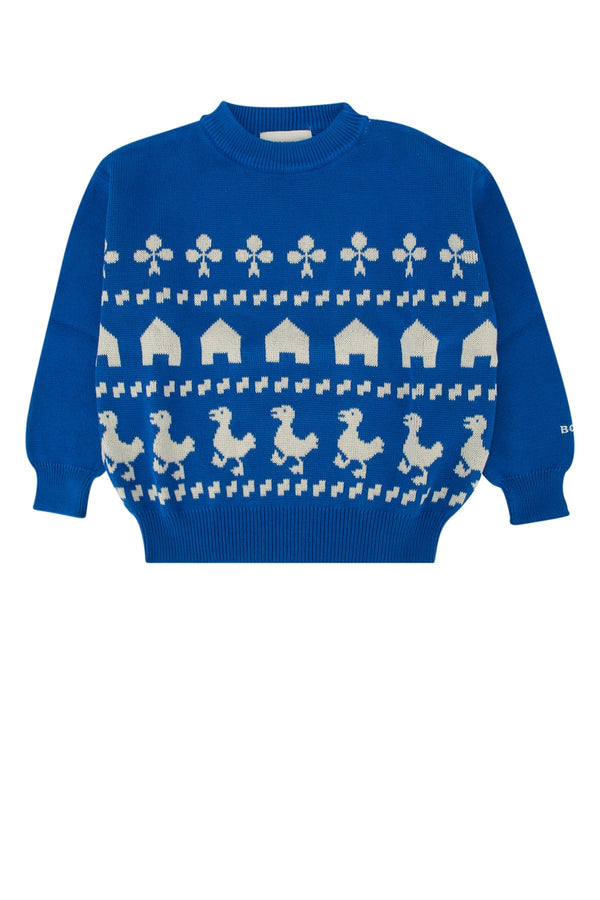 Bobo Choses Jacquard 100% Cotton sweatshirt in blue