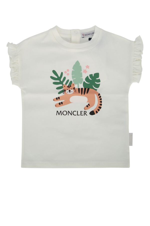 Moncler Jr 92% Cotton t-shirt in white