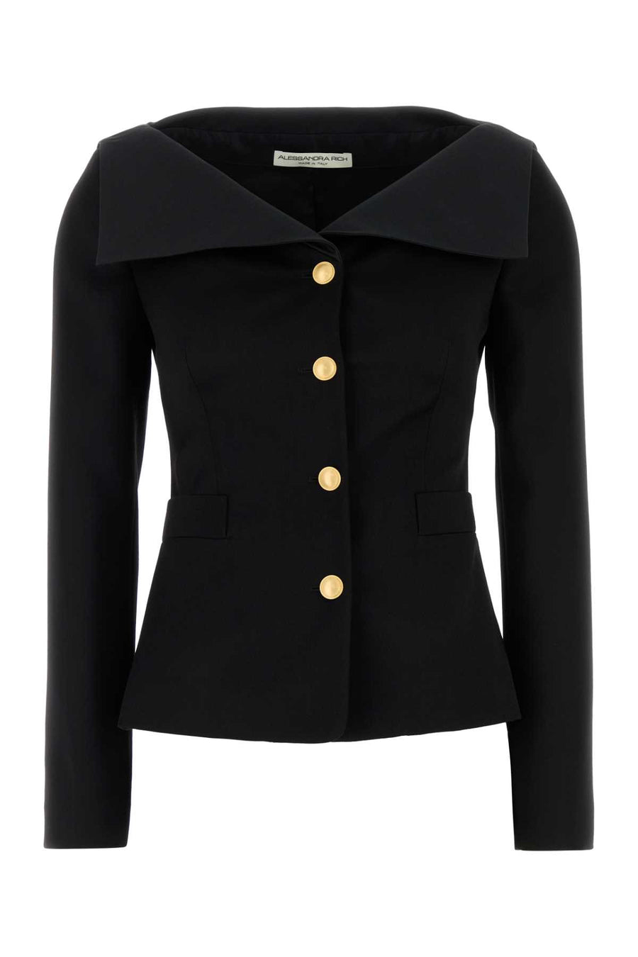 Alessandra Rich Satin Exterior: 100% Virgin wool; Lining: 100% Viscose blazer in black