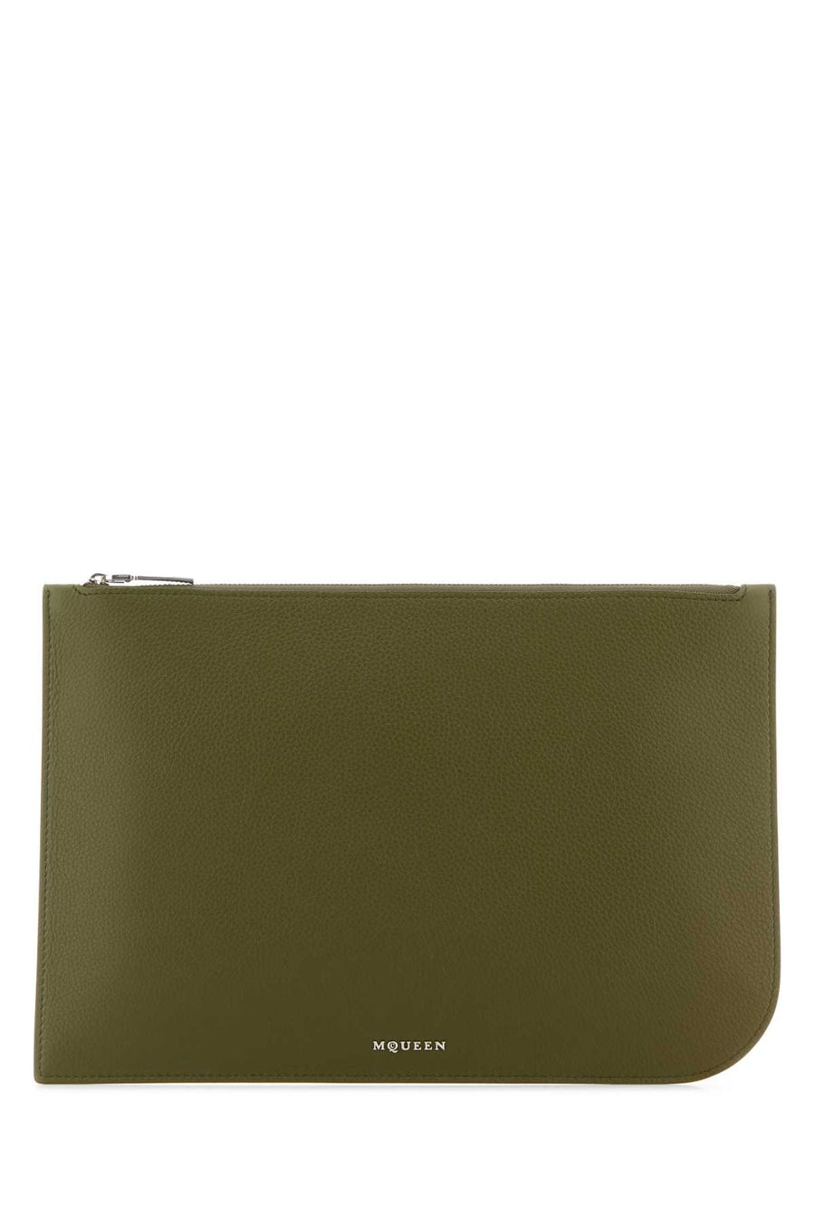 Alexander McQueen Sling Exterior: 100% Calf. Lining: 100% Leather. Finishing: Silver metal travel wallet in green