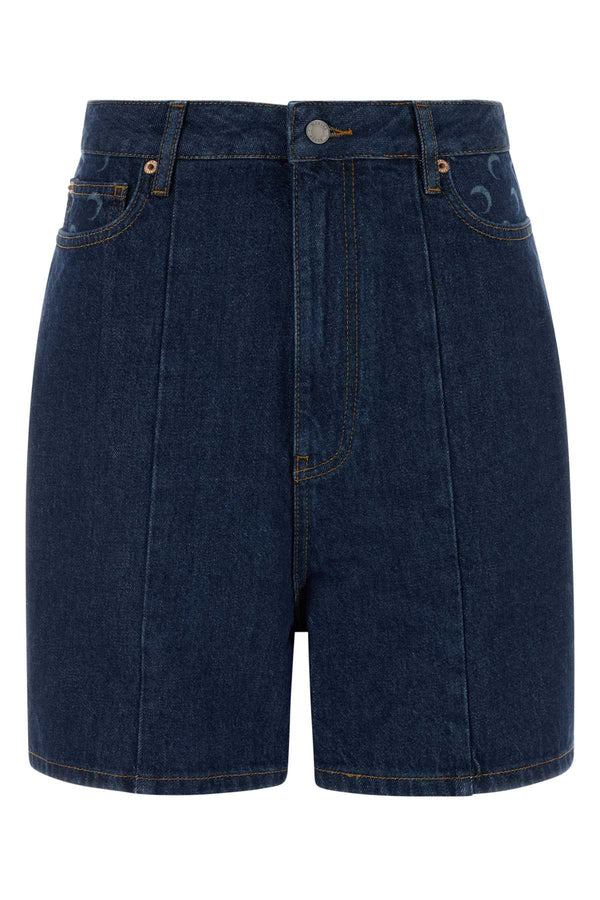 Marine Serre Denim 100% Cotton denim shorts in navy