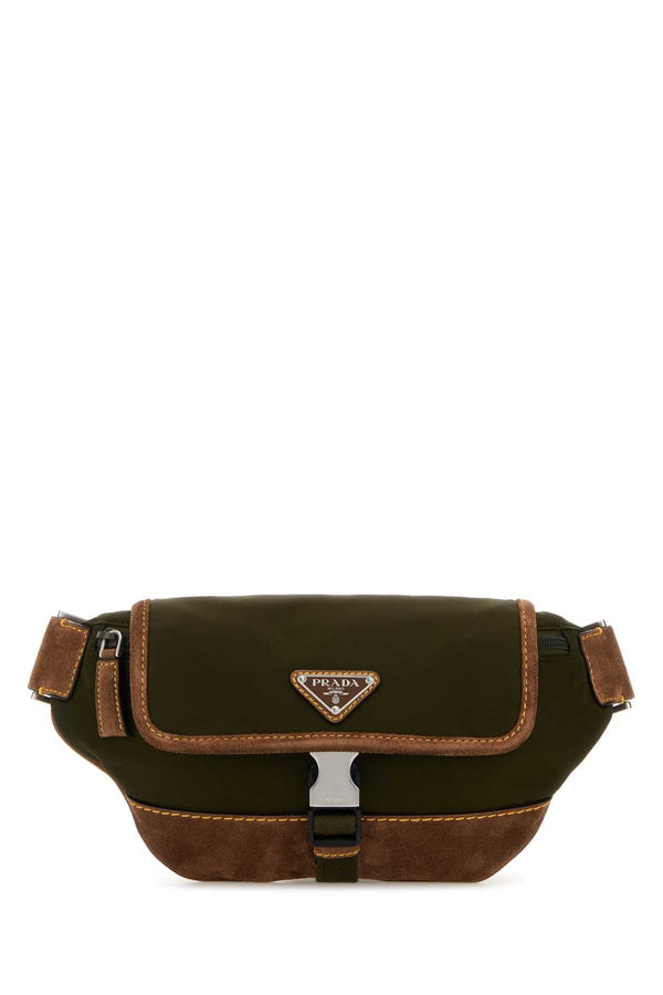 Prada 100% recycled nylon belt bag in brown