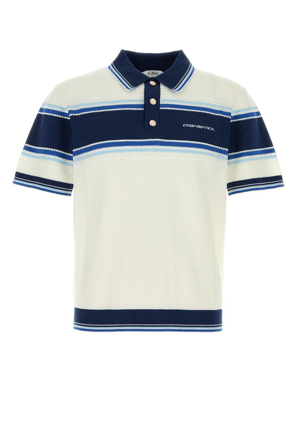 Casablanca Whiteblue Cotton 47% polo in white