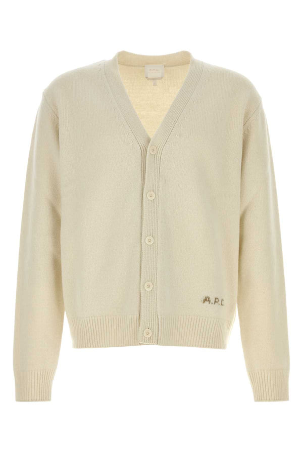 A.P.C. Kevin 100% Wool cardigan in beige