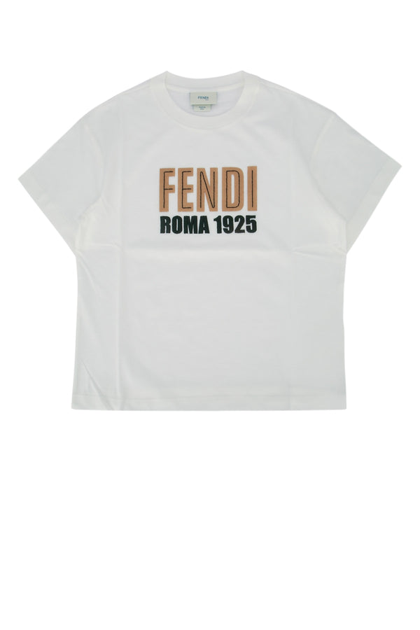 Fendi Kids Jersey 100% Cotton with embroidery polyester t-shirt in white