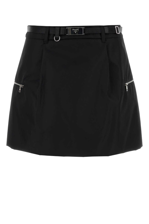 Black Re-Nylon Mini Skirt Nero Gonne