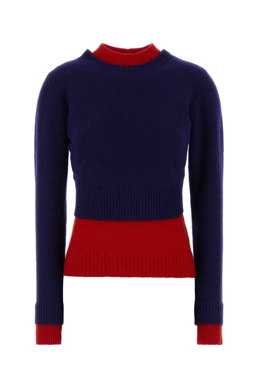 Jil Sander Double 98% Virgin wool sweater in navy