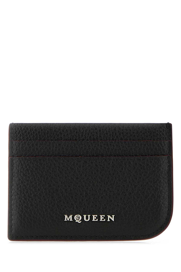 Alexander McQueen Card Exterior: 100% Leather; Finishing: Silver metal card case in black