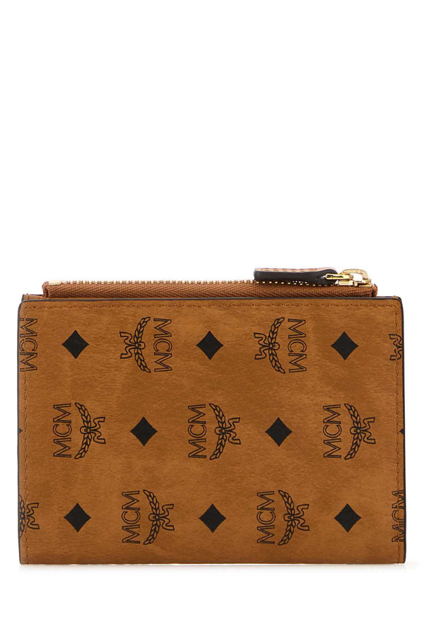 MCM Visetos 100% Fabric wallet in cognac