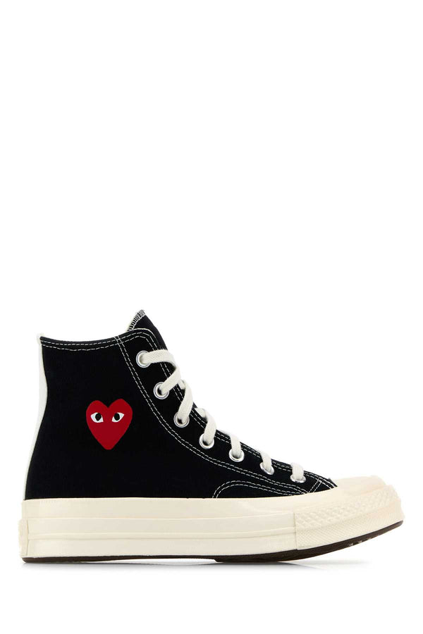 Comme Des Garcons Play 100% cotton canvas sneakers in black