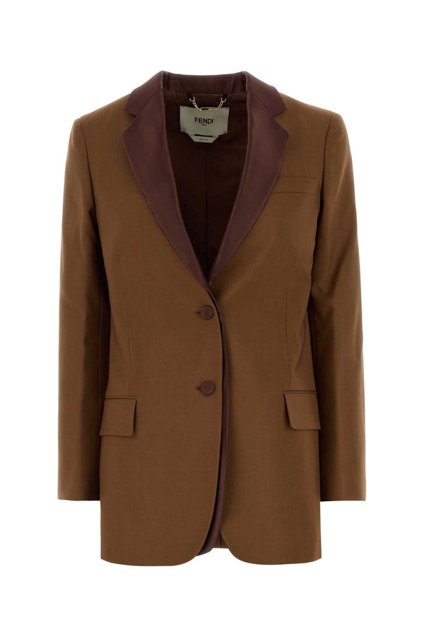 Fendi Wool Exterior: 75% Wool 25% Mohair; Lining: 100% Viscose blazer in brown