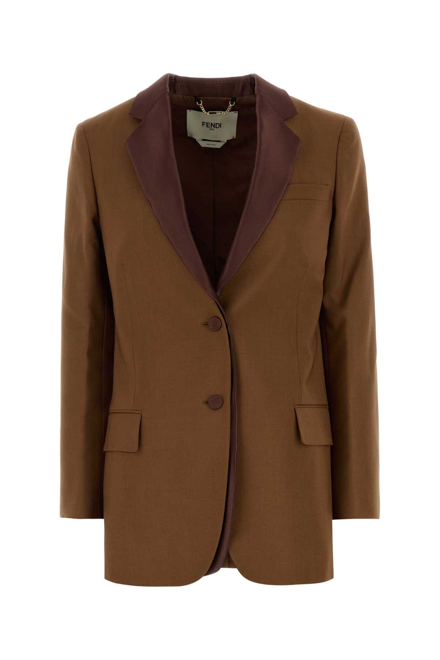 Fendi Wool Exterior: 75% Wool 25% Mohair; Lining: 100% Viscose blazer in brown